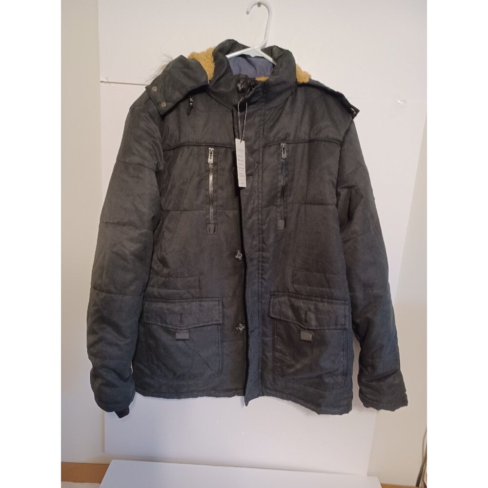PRIJOUHE Men's Winter Coat/Jacket Size L Outerwear Long Cotton Coat Thick Warm